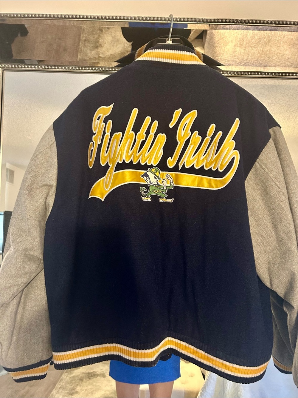 Logo Athletic Navy Jacket with Teal and Gold Logo